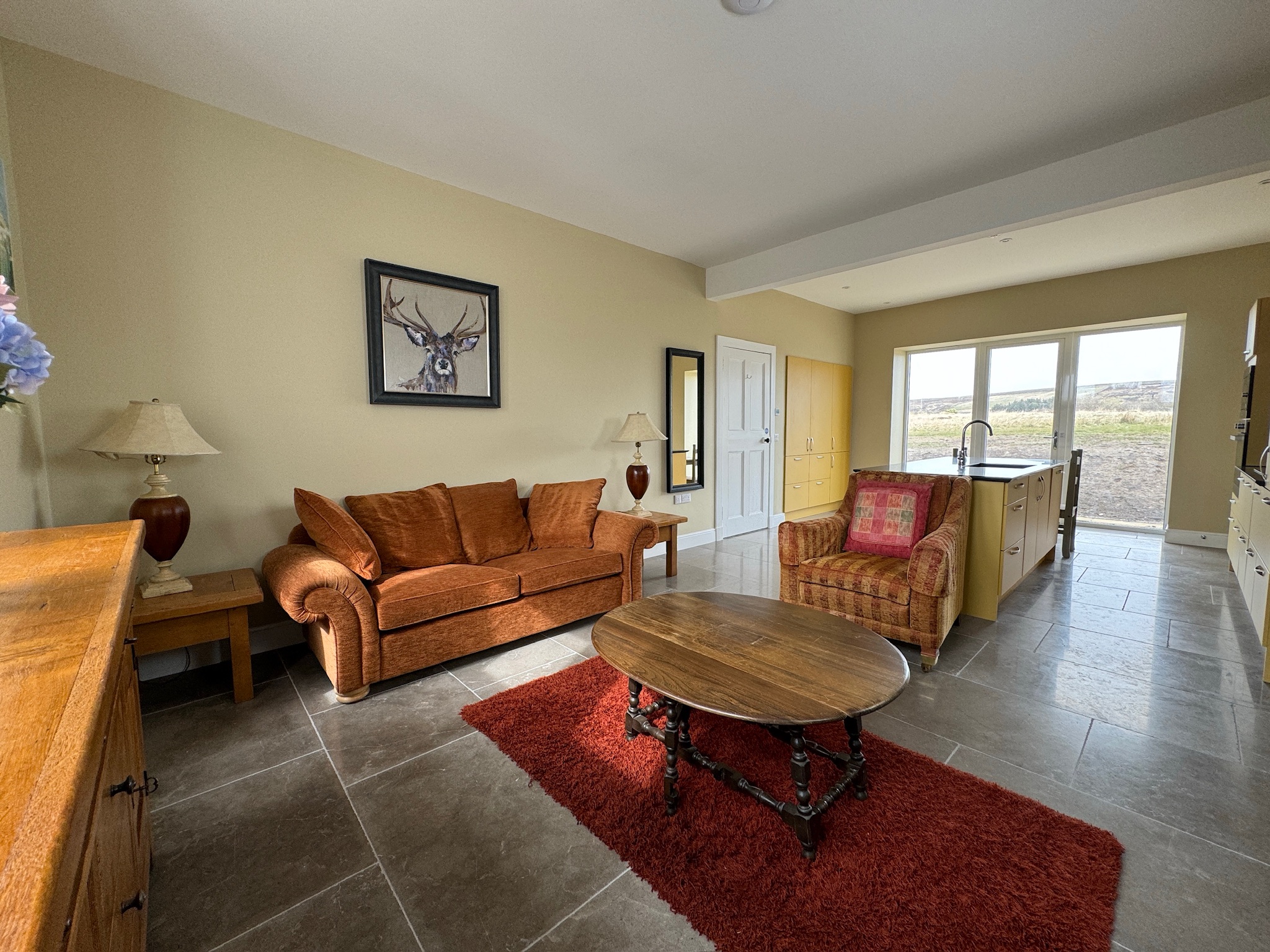 Living room opening onto the kitchen