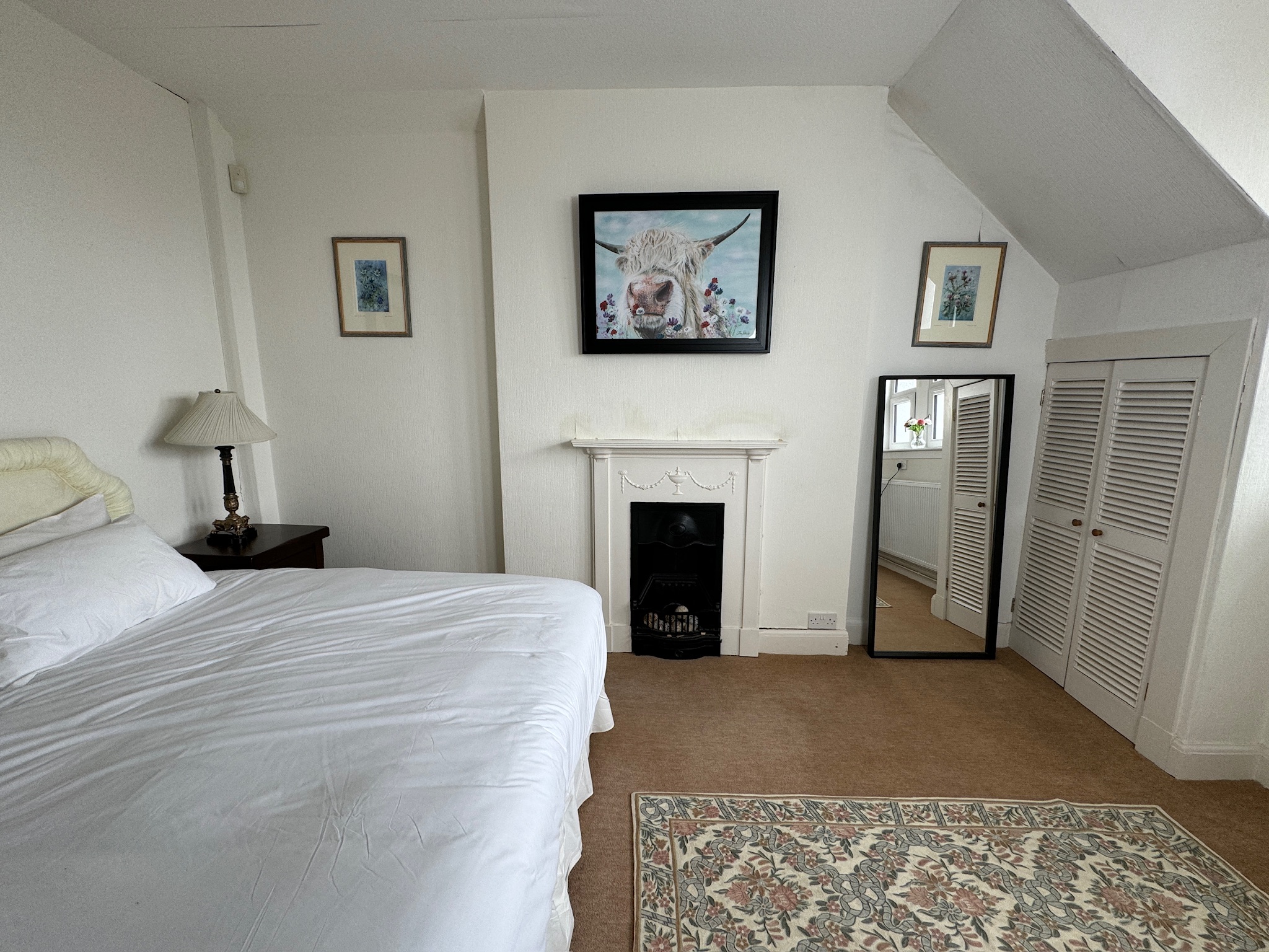 Bedroom with vintage rug